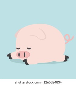 Cute Sleeping little Pig vector