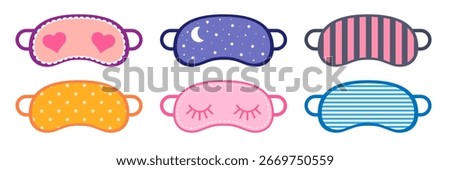 Cute sleeping mask collection. Eye sleep masks set with funny decoration