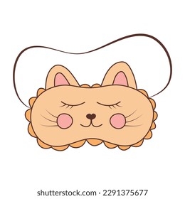 Cute sleeping mask in the shape of cat. Hand drawn illustration in doodle style.