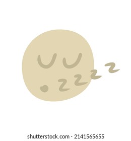 Cute sleeping moon doodle icon. Vector illustration of a moon sleeping with the zzz symbols