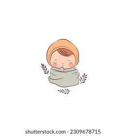 Cute sleeping newborn baby. Ideal for cards.