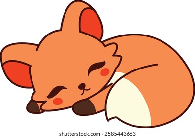 Cute Sleeping Orange Fox Illustration