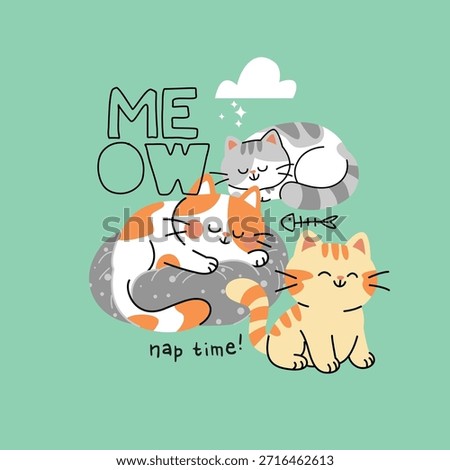 Cute Sleeping Orange Tabby Cats with Stars - Sweet Dreams Pattern 