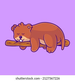 cute sleeping otter illustration suitable for mascot sticker and t-shirt design