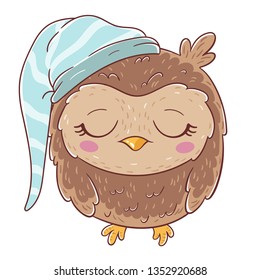 Cute sleeping owl 