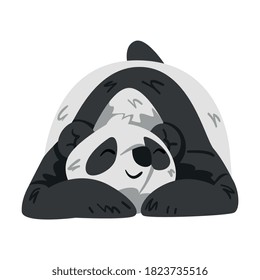 Cute Sleeping Panda Bear, Funny Wild Animal Cartoon Style Vector Illustration on White Background
