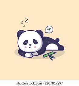 cute sleeping panda cartoon vector icon illustration