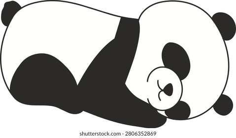 Cute sleeping panda cartoon vector illustration with adorable animal character.