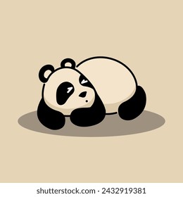 Lindo Panda Durmiente. Icono plano simple en estilo retro. Ilustración vectorial