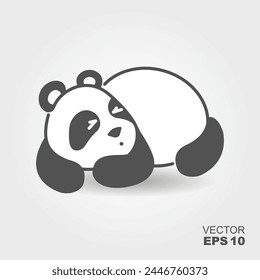 Lindo Panda Durmiente. Icono plano simple con sombra. Ilustración vectorial