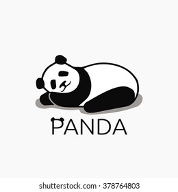 Cute sleeping panda. Vector illustration. Grey background