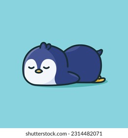 Cute sleeping penguin cartoon design illustration
