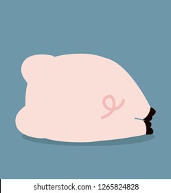 Cute Sleeping pink Pig back vector