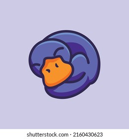 Cute sleeping platypus cartoon vector