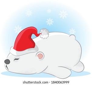 cute sleeping polar bear christmas characters collection with a santa hat