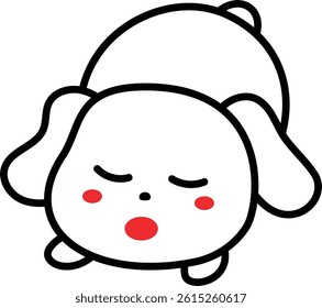 Cute Sleeping Puppy Cartoon with Blush Cheeks Illustration