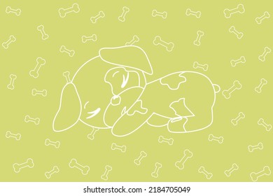 Cute sleeping puppy. Funny background of a sleeping dog. Dog's Baby