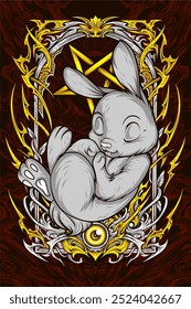 cute sleeping rabbit illustration for t shirt design