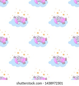 cute sleeping  rabbits vector seamless pattern