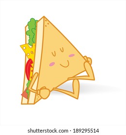 Cute Sleeping Sandwitch vector cartoon