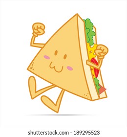Cute Sleeping Sandwitch vector cartoon