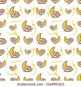 cute sleeping sheep on the moon seamless pattern