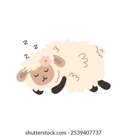 cute sleeping sheep. sheep on white background. farm animals