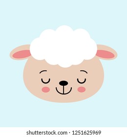 Cute sleeping sheep vector illustration. Concept of trying to sleep, counting the sheep, sleep disorders, baby sleep.