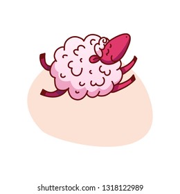 Cute sleeping sheep vector illustration. Poster about sleep. The concept of trying to sleep, counting the sheep, insomnia, sleep disorders, baby sleep. Vector illustration.