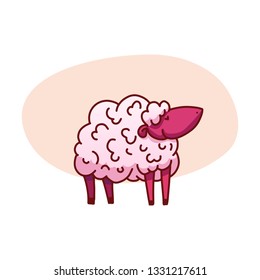 Cute sleeping sheep vector illustration. Poster about sleep. The concept of trying to sleep, counting the sheep, insomnia, sleep disorders, baby sleep. Vector illustration.