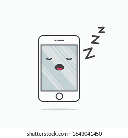 Cute sleeping smartphone vector icon