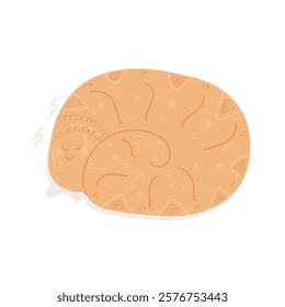 Cute Sleeping Snail, Doodle Vector Hand Drawn Isolated Illustration