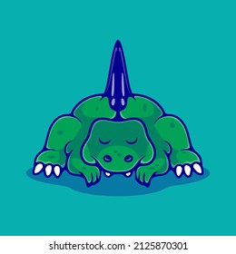 cute sleeping spinosaurus dinosaur illustration suitable for mascot sticker and t-shirt design