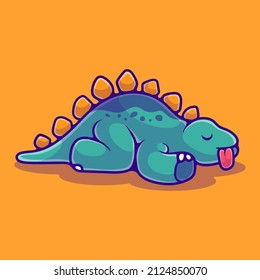 cute sleeping stegosaurus dinosaur illustration suitable for mascot sticker and t-shirt design