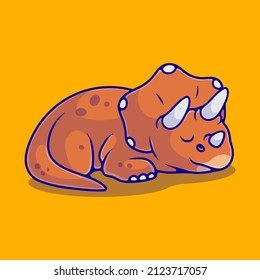 cute sleeping triceratops dinosaur illustration suitable for mascot sticker and t-shirt design