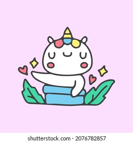Cute sleeping unicorn in blanket illustration. Vector graphics for t-shirt prints and other uses.