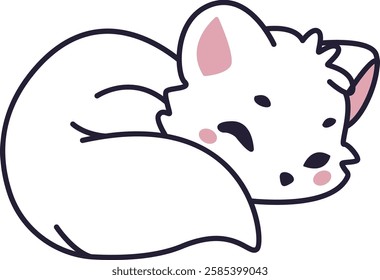  Cute Sleeping White Fox Illustration