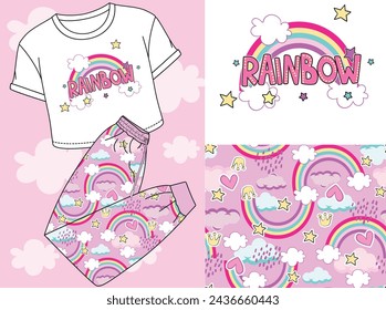 linda ropa de dormir para niña arcoiris