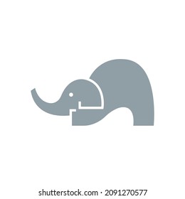 Cute sleepy baby elephant logo vector design. Little elephant icon illustration.