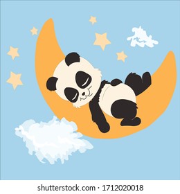 Cute sleepy baby panda character vector illustration. Panda collection