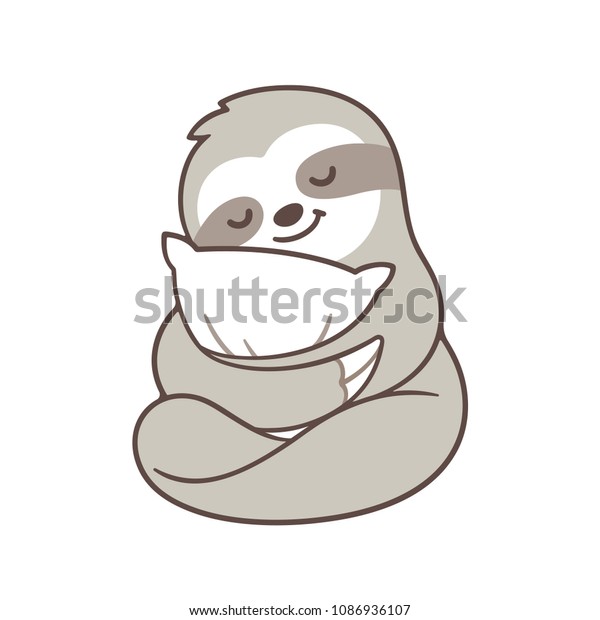 sloth hugging pillow