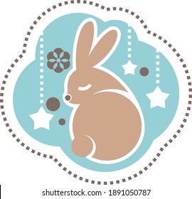 Cute Sleepy Bunny in dream cloud 