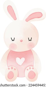 Cute Sleepy Bunny watercolor illustration