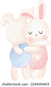 Cute Sleepy Bunny watercolor illustration