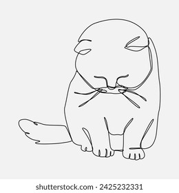 cute sleepy cat. continuous one line drawing. editable stroke. animal, pet, sleeping concept. vector illustration.