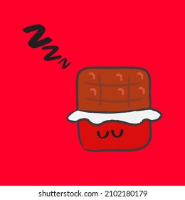Cute Sleepy Chocolate - Suitable for background, clip art, design asset, sticker, valentine day, children book, wallpaper and illustration in general