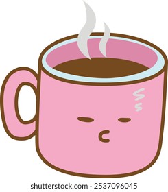 Ilustración linda del desayuno de la taza de café soñoliento.	