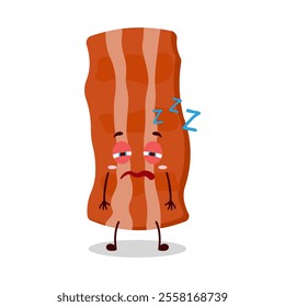 cute sleepy expression of bacon cartoon character
