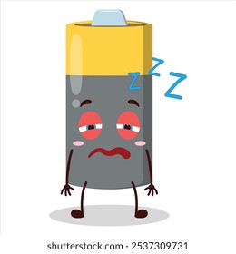 cute sleepy expression of battery character