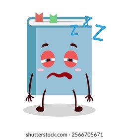 cute sleepy expression of blue book cartoon character
